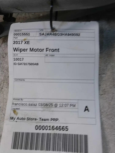 Used Windshield Wiper Motor fits: 2017 Jaguar Xe ID GX7317500AB Grade A